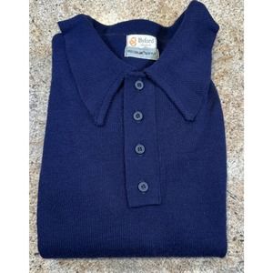 Vintage Mint Sweater Byford America Long Sleeve 70s Retro Dark Blue 100% Orlon